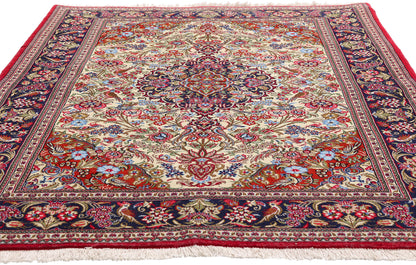 5 x 7 Ivory Vintage Persian Qum Rug 79312
