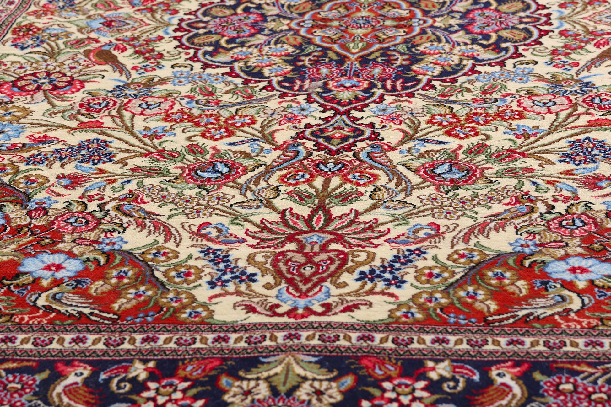5 x 7 Ivory Vintage Persian Qum Rug 79312