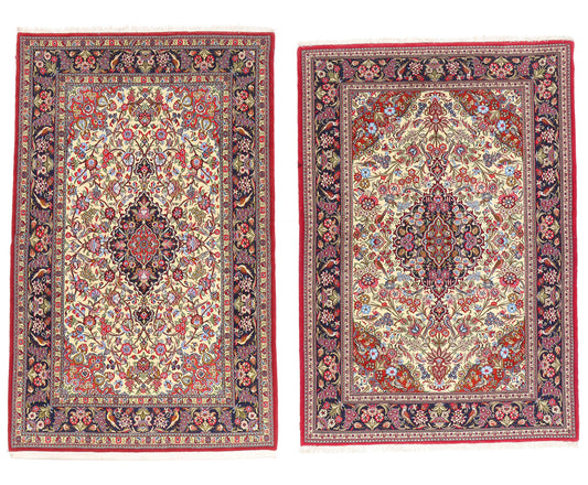 5 x 7 Ivory Vintage Persian Qum Rug 79312