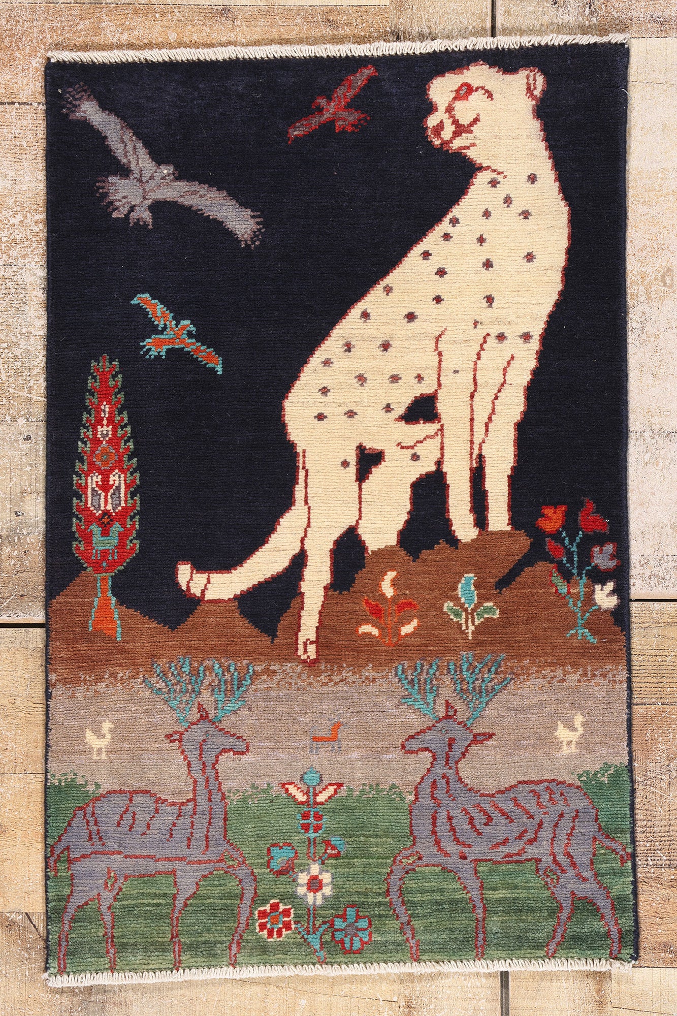 2 x 3 Vintage Pakistani Kazak Pictorial Rug 79176