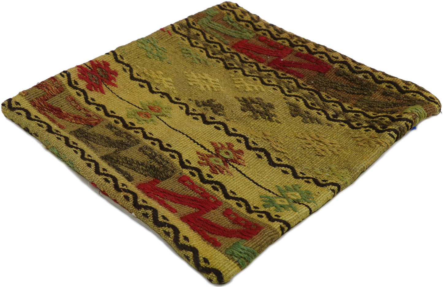 1 x 1 - Yellow Vintage Turkish Pillow Rug - 53638
