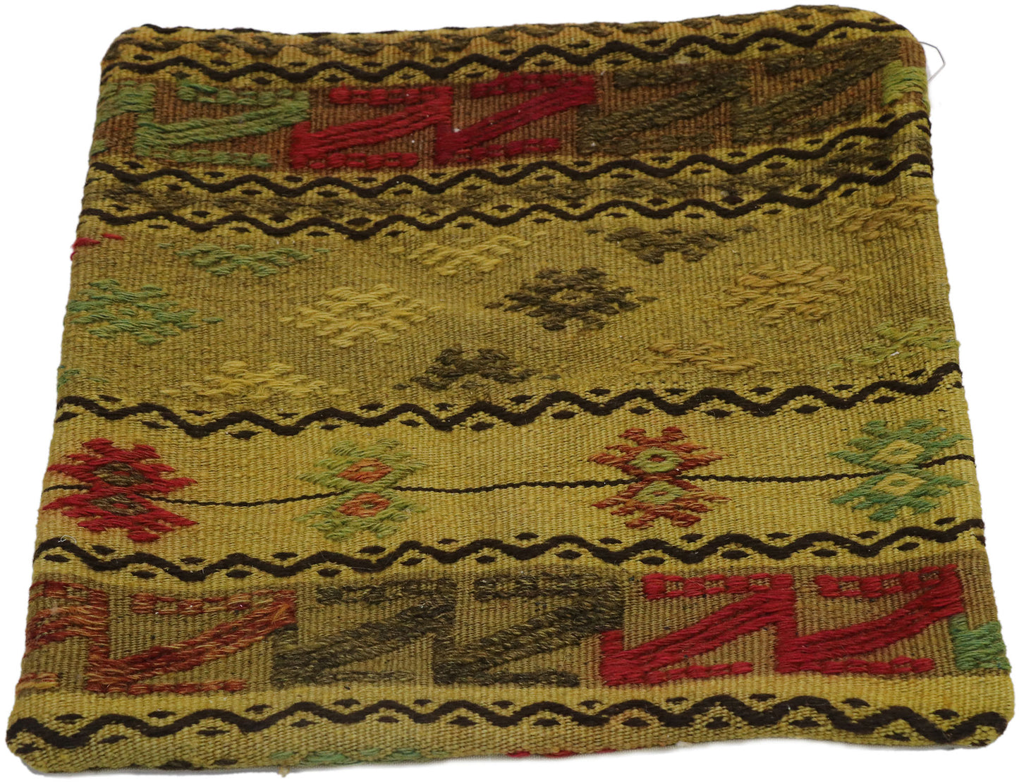 1 x 1 - Yellow Vintage Turkish Pillow Rug - 53638