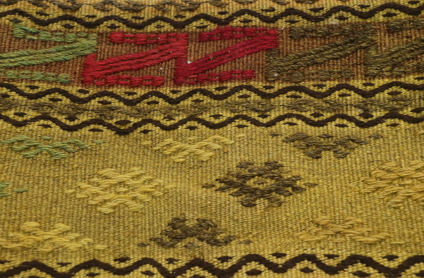 1 x 1 - Yellow Vintage Turkish Pillow Rug - 53638