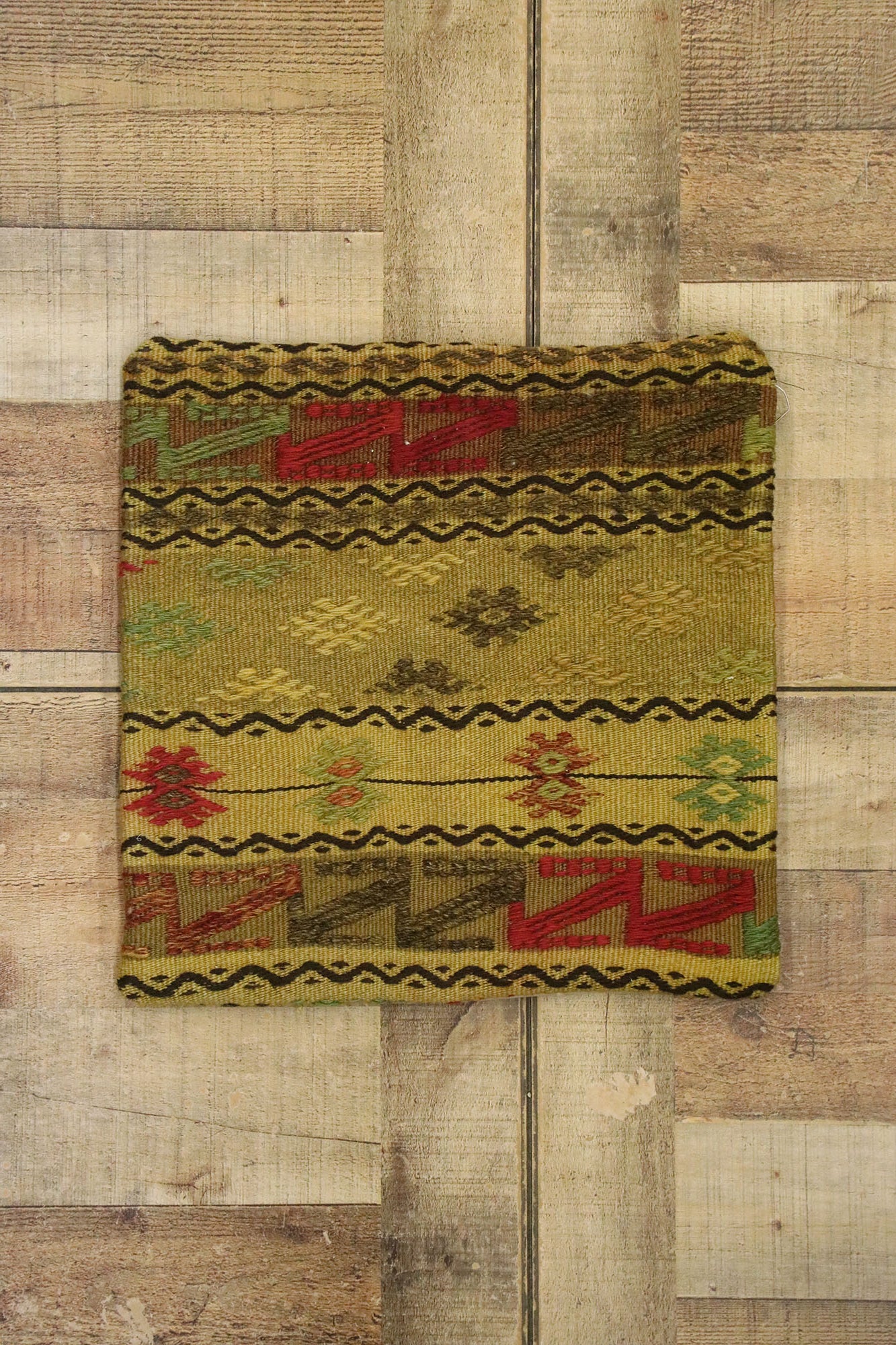 1 x 1 - Yellow Vintage Turkish Pillow Rug - 53638