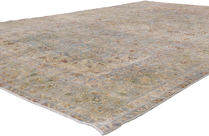 8 x 13 Light Blue Vintage Persian Kashan Rug 61391