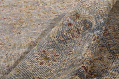 8 x 13 Light Blue Vintage Persian Kashan Rug 61391