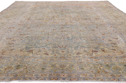 8 x 13 Light Blue Vintage Persian Kashan Rug 61391