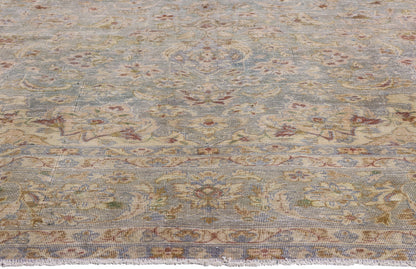 8 x 13 Light Blue Vintage Persian Kashan Rug 61391