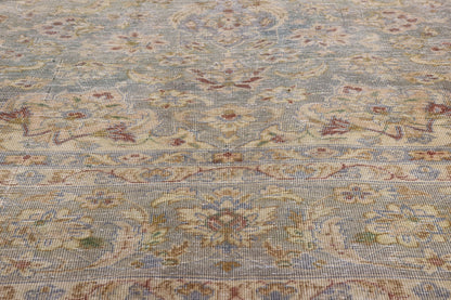 8 x 13 Light Blue Vintage Persian Kashan Rug 61391