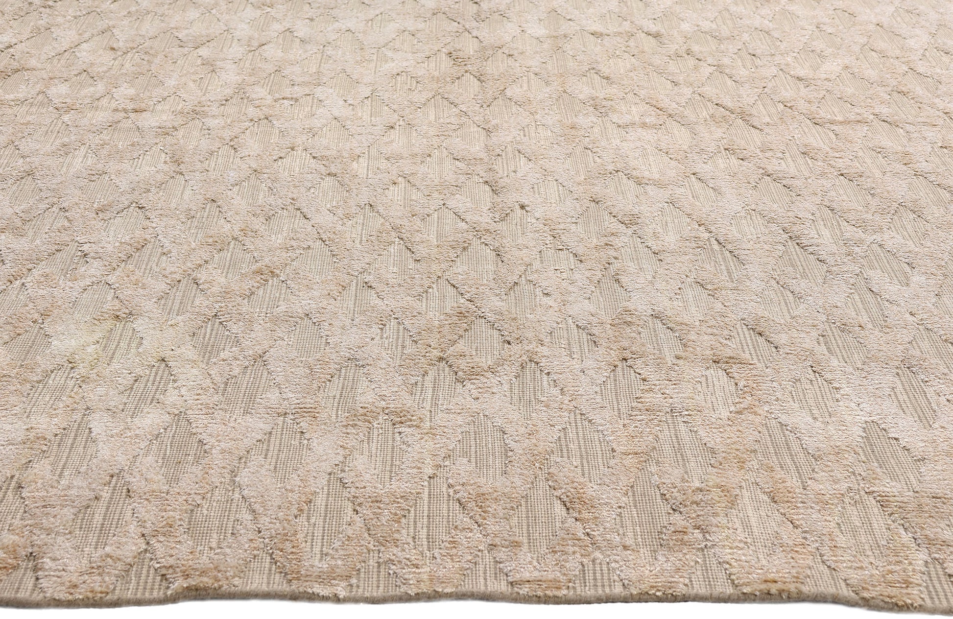 10 x 14 Neutral Vintage Modern Indian High-Low Rug 79320