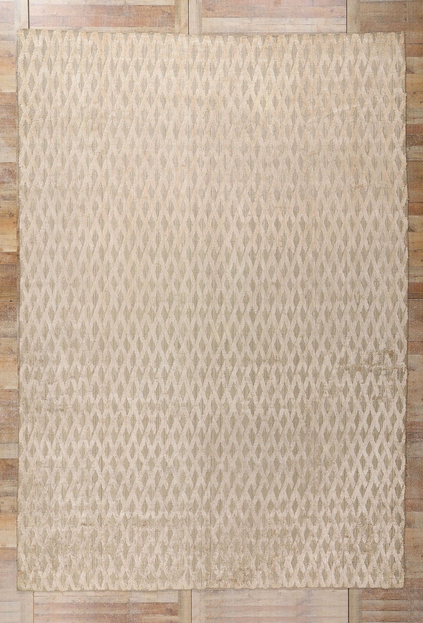 10 x 14 Neutral Vintage Modern Indian High-Low Rug 79320