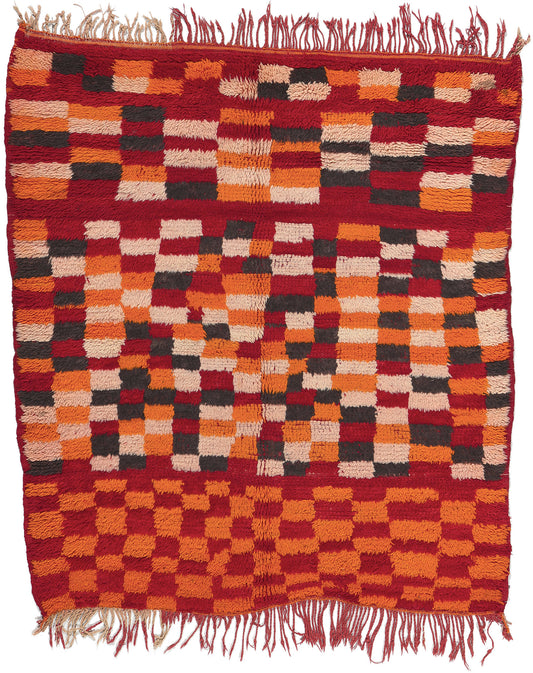 5 x 5 - Red Vintage Moroccan Rug - 20030
