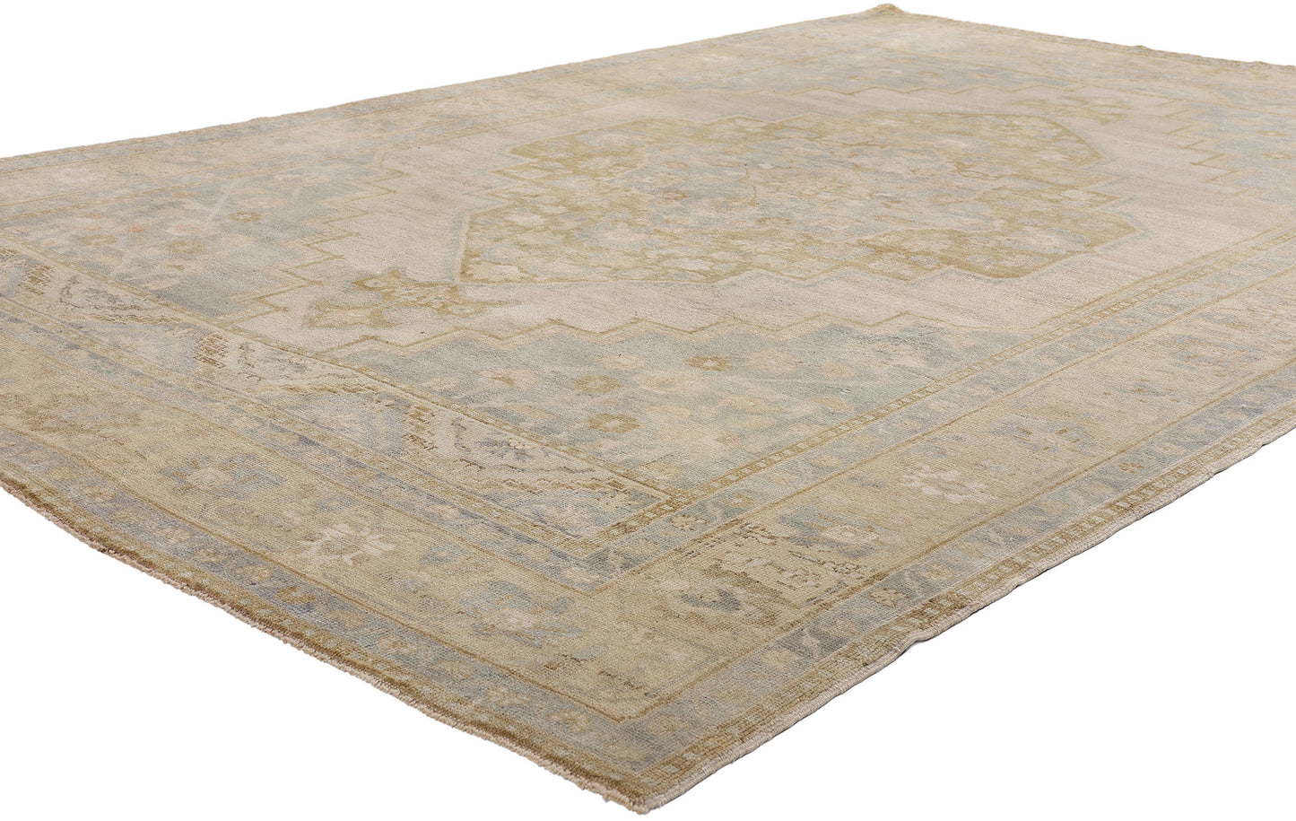 7 x 10 Vintage Muted Turkish Oushak Rug 53997