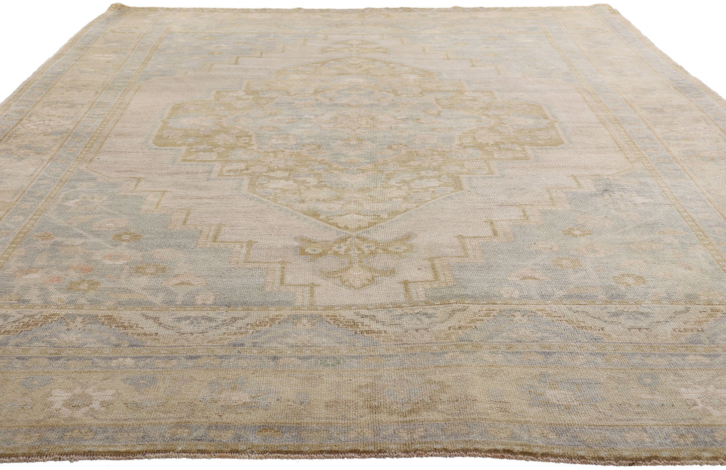 7 x 10 Vintage Muted Turkish Oushak Rug 53997