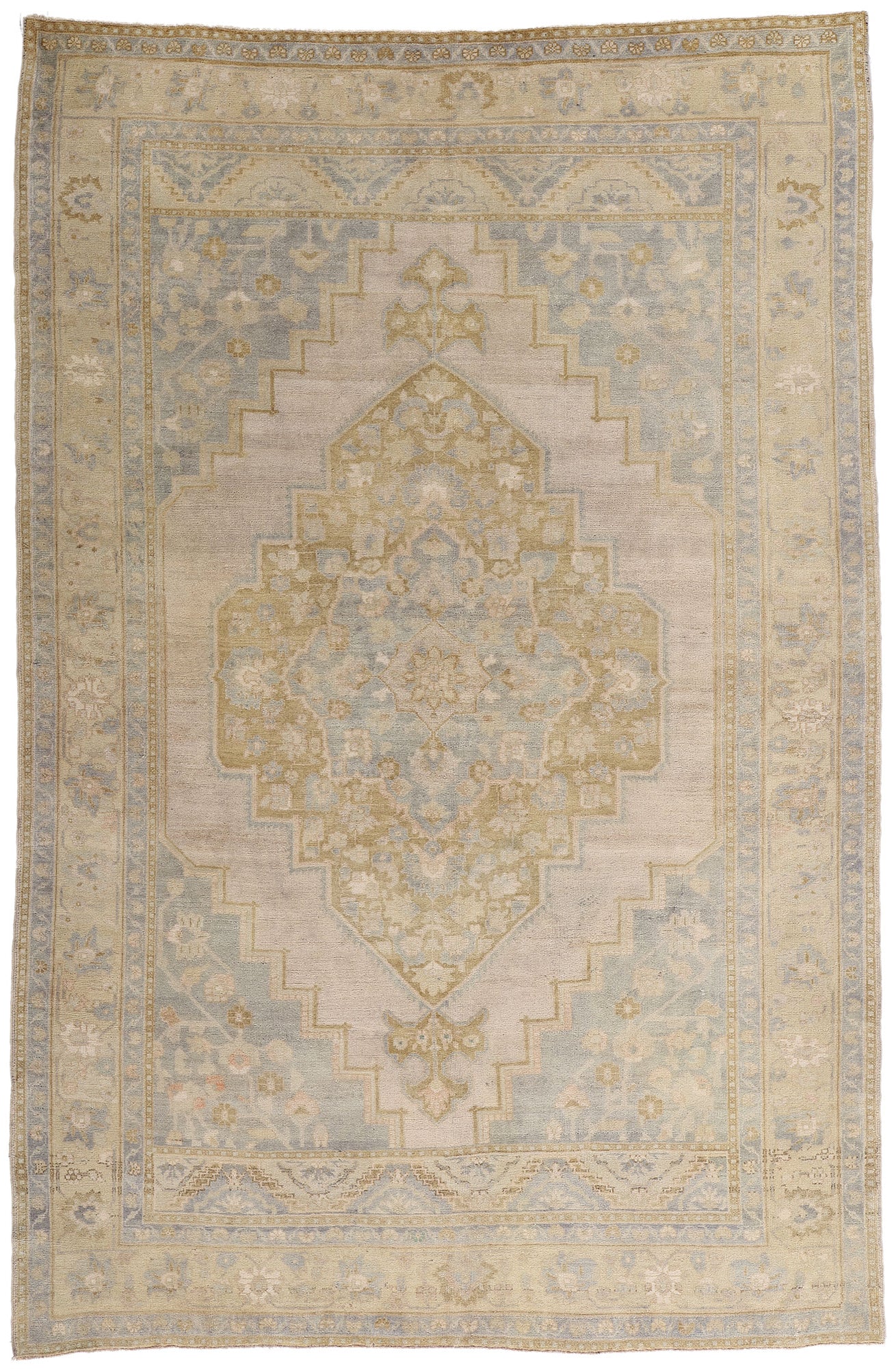 7 x 10 Vintage Muted Turkish Oushak Rug 53997