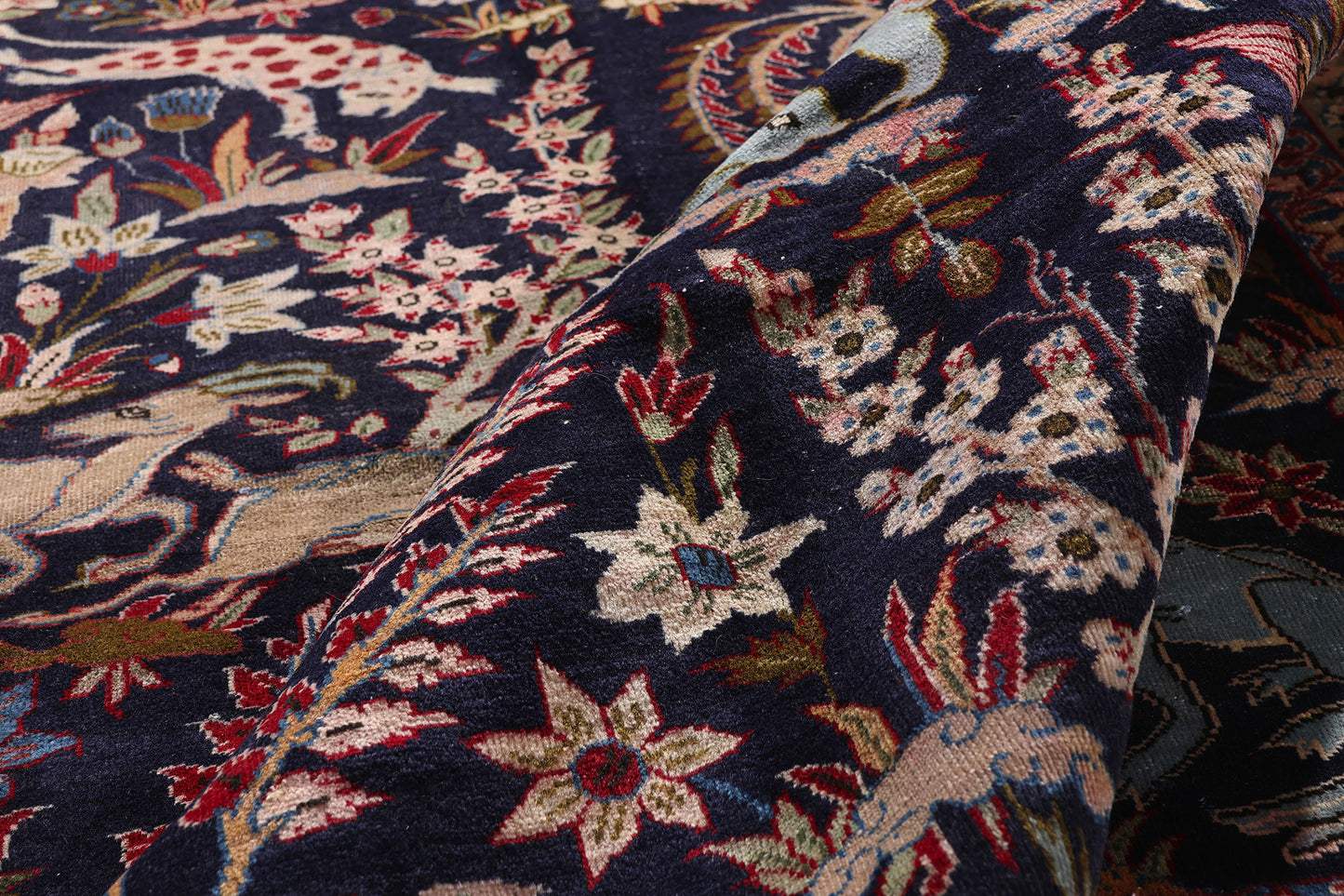 9 x 13 Navy Blue Vintage Persian Najafabad Rug 61433