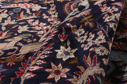 9 x 13 Navy Blue Vintage Persian Najafabad Rug 61433
