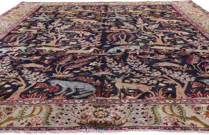 9 x 13 Navy Blue Vintage Persian Najafabad Rug 61433