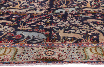 9 x 13 Navy Blue Vintage Persian Najafabad Rug 61433