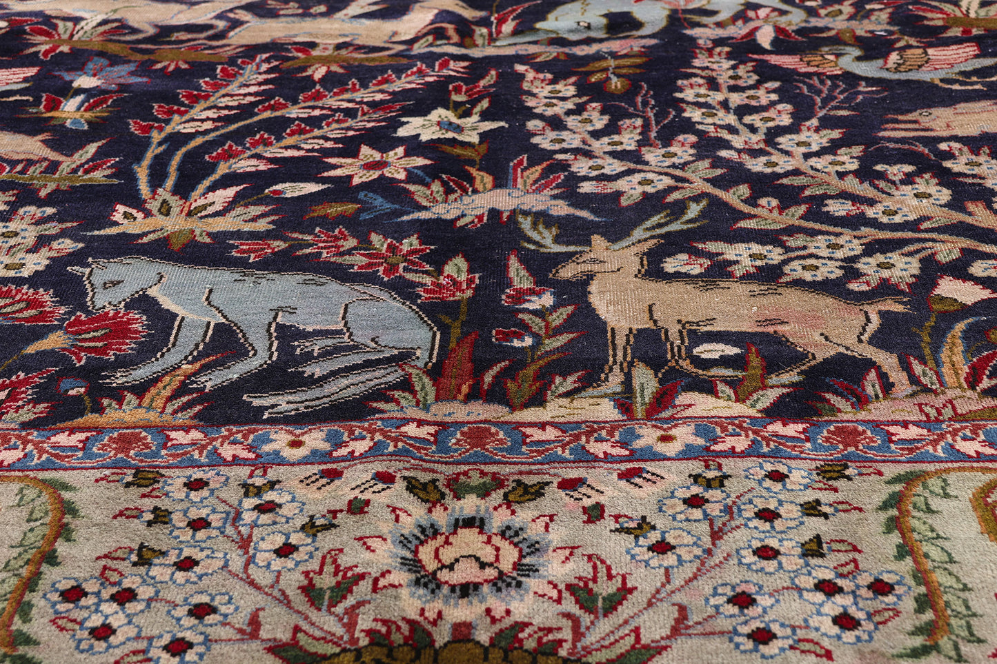 9 x 13 Navy Blue Vintage Persian Najafabad Rug 61433