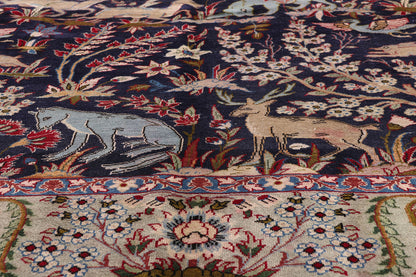 9 x 13 Navy Blue Vintage Persian Najafabad Rug 61433