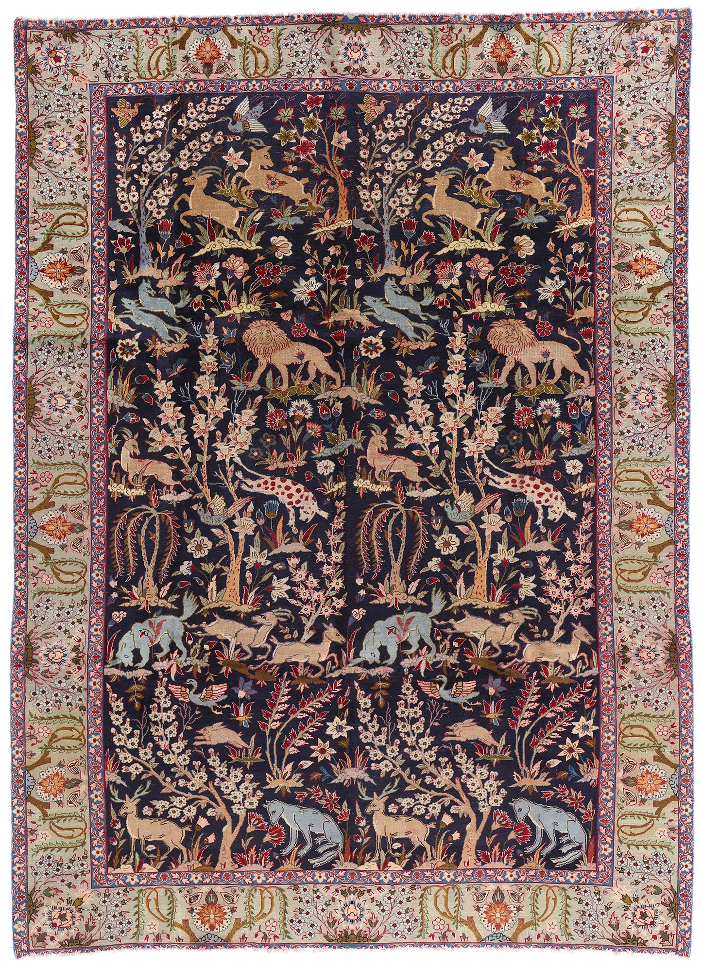 9 x 13 Navy Blue Vintage Persian Najafabad Rug 61433