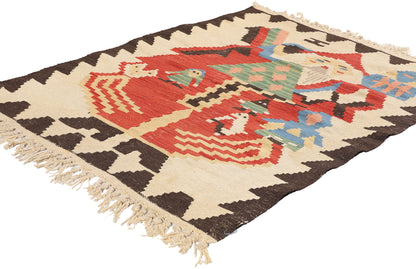 3 x 4 Vintage Turkish Noel Baba Kilim Rug 78973