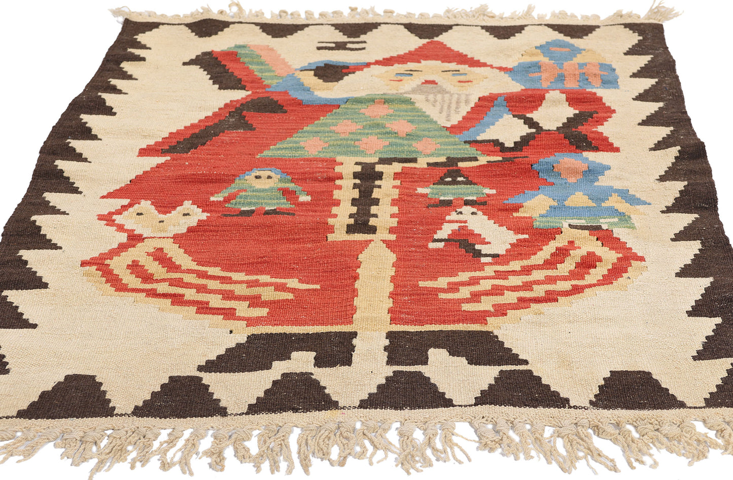 3 x 4 Vintage Turkish Noel Baba Kilim Rug 78973