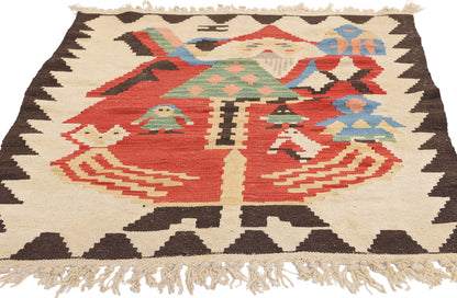 3 x 4 Vintage Turkish Noel Baba Kilim Rug 78973