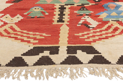 3 x 4 Vintage Turkish Noel Baba Kilim Rug 78973