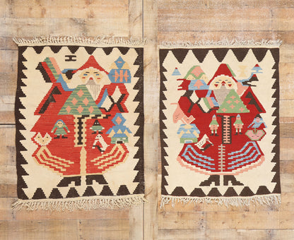 3 x 4 Vintage Turkish Noel Baba Kilim Rug 78974