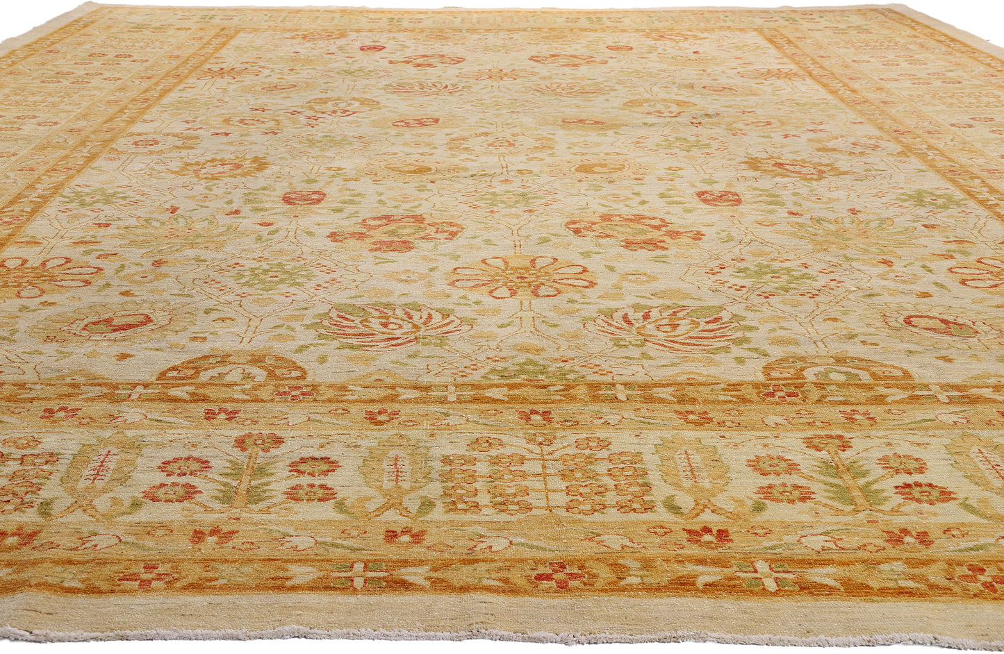 13 x 18 Beige Vintage Pakistani Oushak Rug 79350