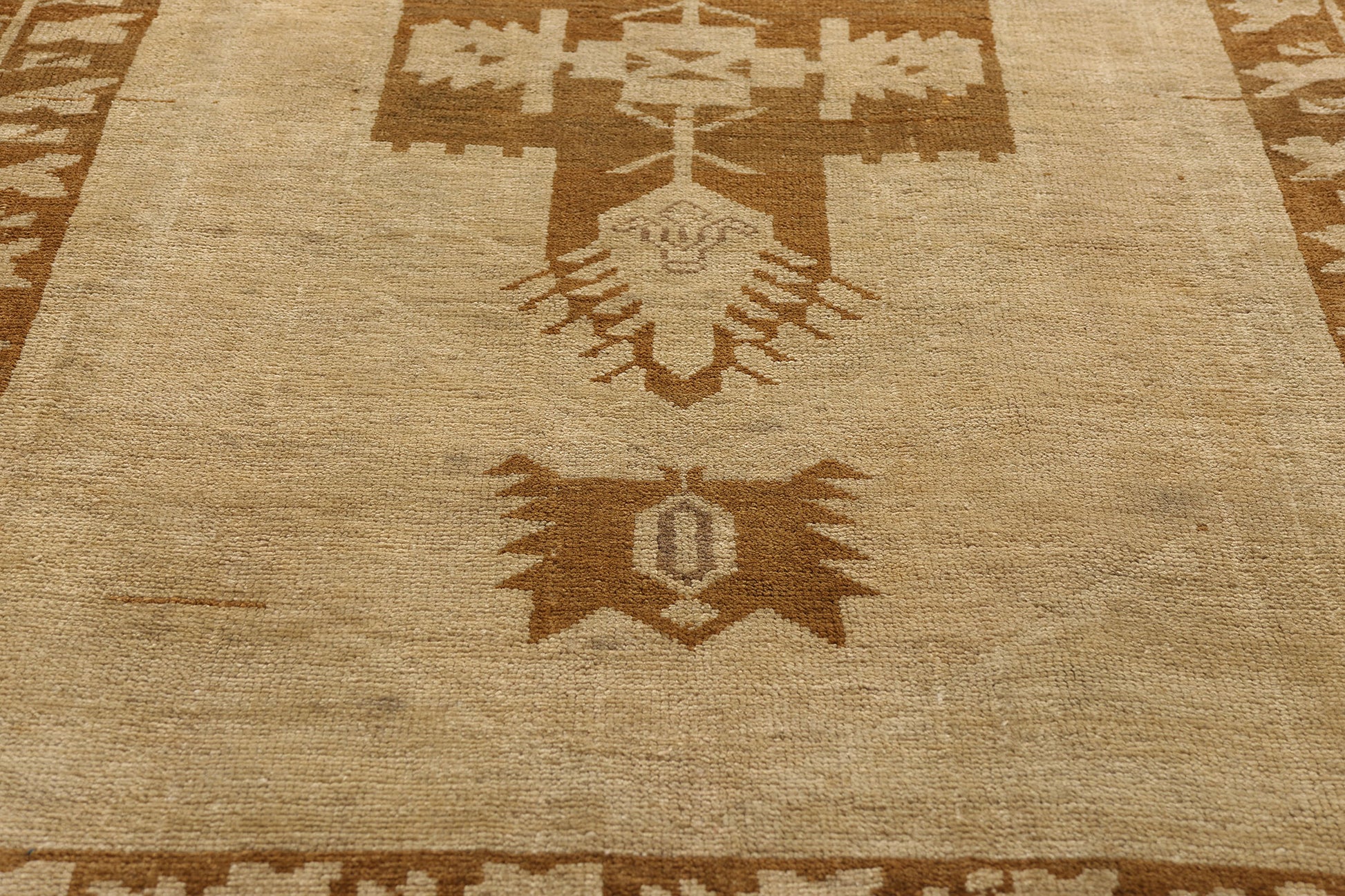 3 x 9 Earth-Tone Vintage Turkish Oushak Rug 50023