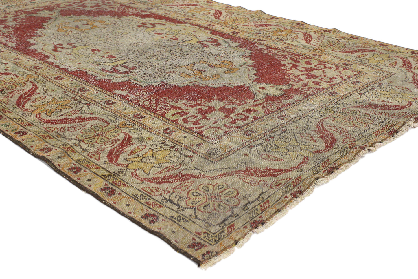 4 x 6 - Red Vintage Turkish Oushak Rug - 52081