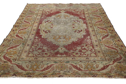 4 x 6 - Red Vintage Turkish Oushak Rug - 52081