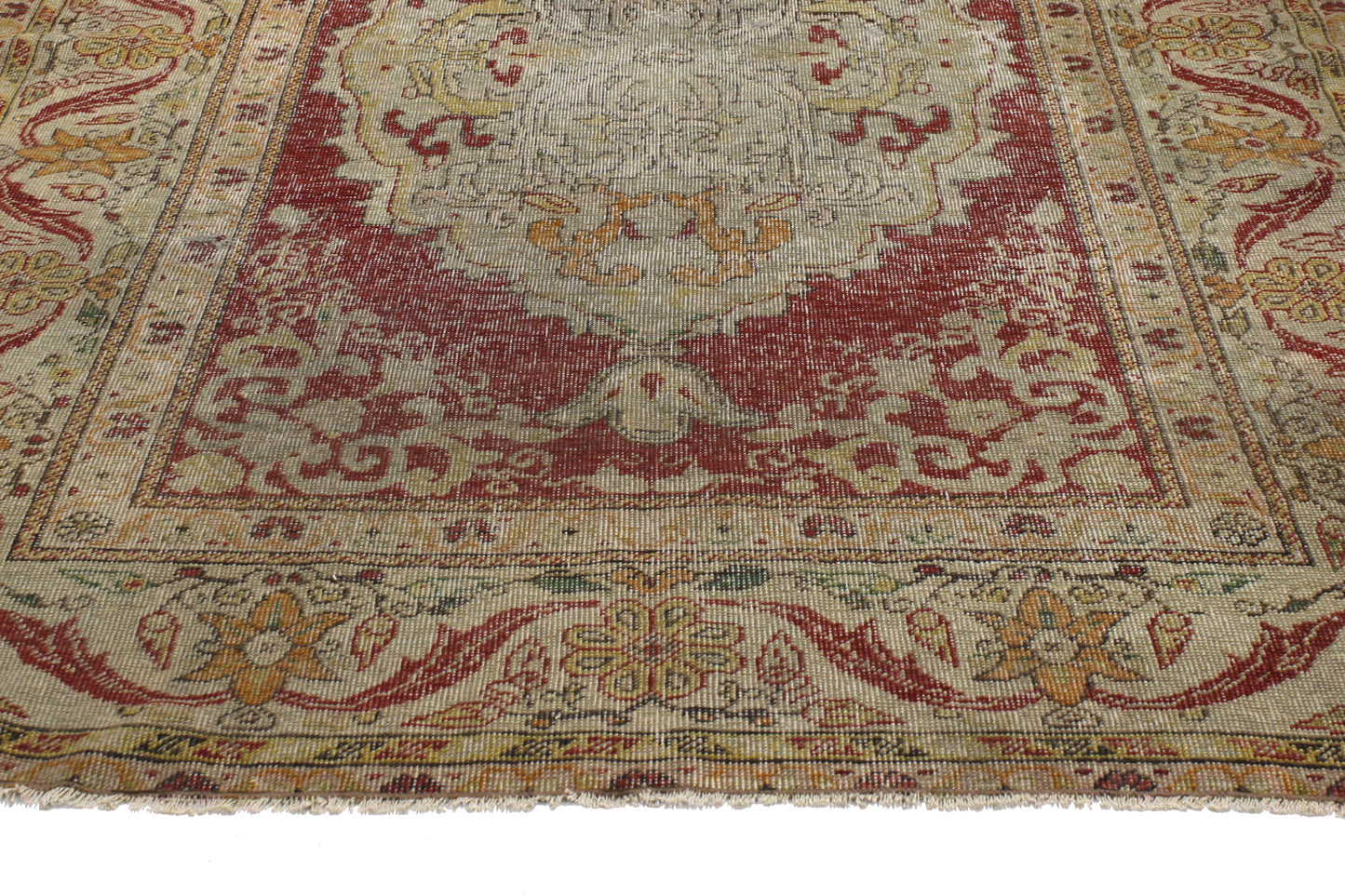 4 x 6 - Red Vintage Turkish Oushak Rug - 52081