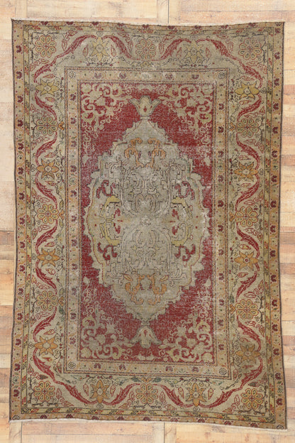 4 x 6 - Red Vintage Turkish Oushak Rug - 52081