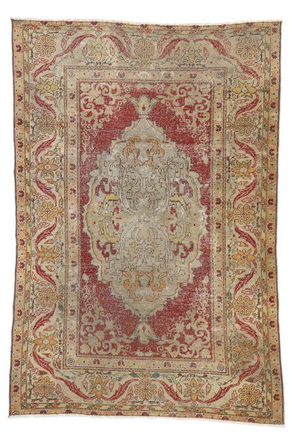 4 x 6 - Red Vintage Turkish Oushak Rug - 52081