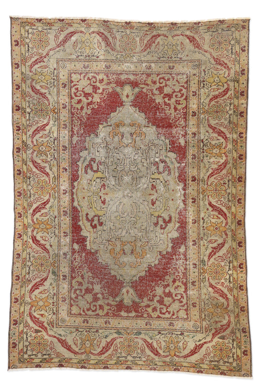 4 x 6 - Red Vintage Turkish Oushak Rug - 52081