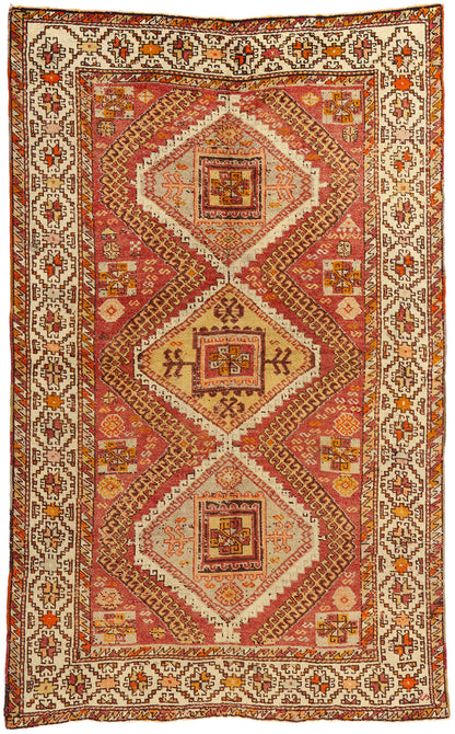 4 x 7 Vintage Red Turkish Oushak Rug 52107
