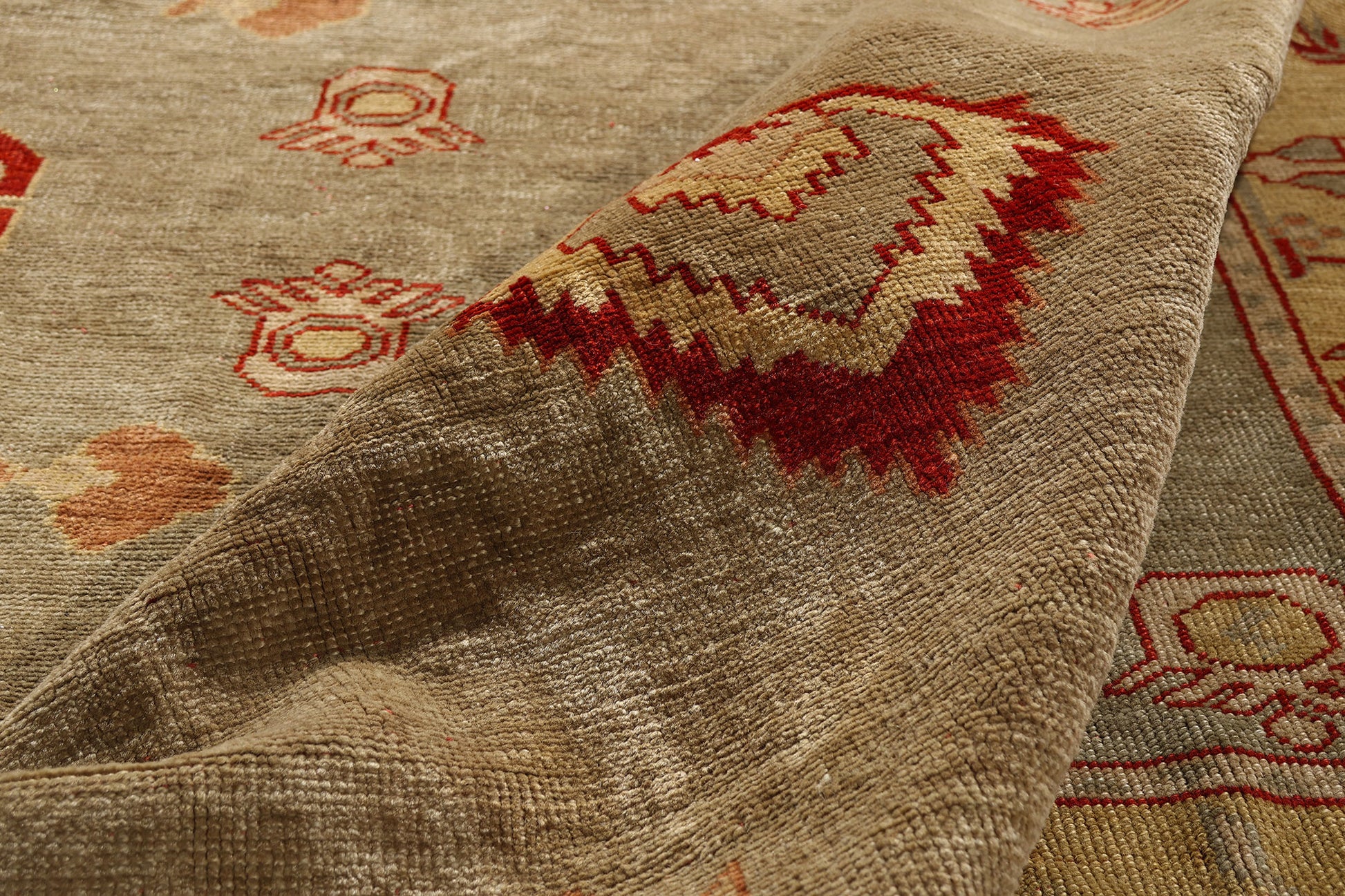 8 x 9 Earth-Tone Vintage Turkish Oushak Rug 79309