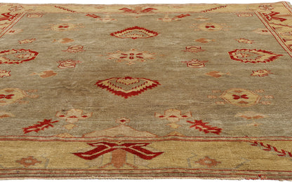8 x 9 Earth-Tone Vintage Turkish Oushak Rug 79309
