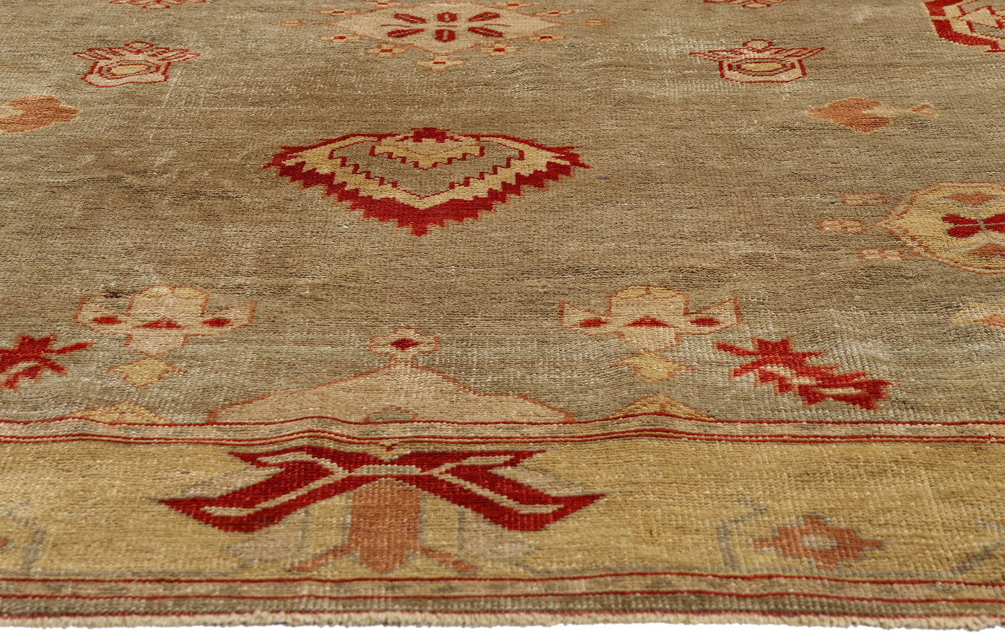 8 x 9 Earth-Tone Vintage Turkish Oushak Rug 79309