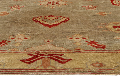 8 x 9 Earth-Tone Vintage Turkish Oushak Rug 79309