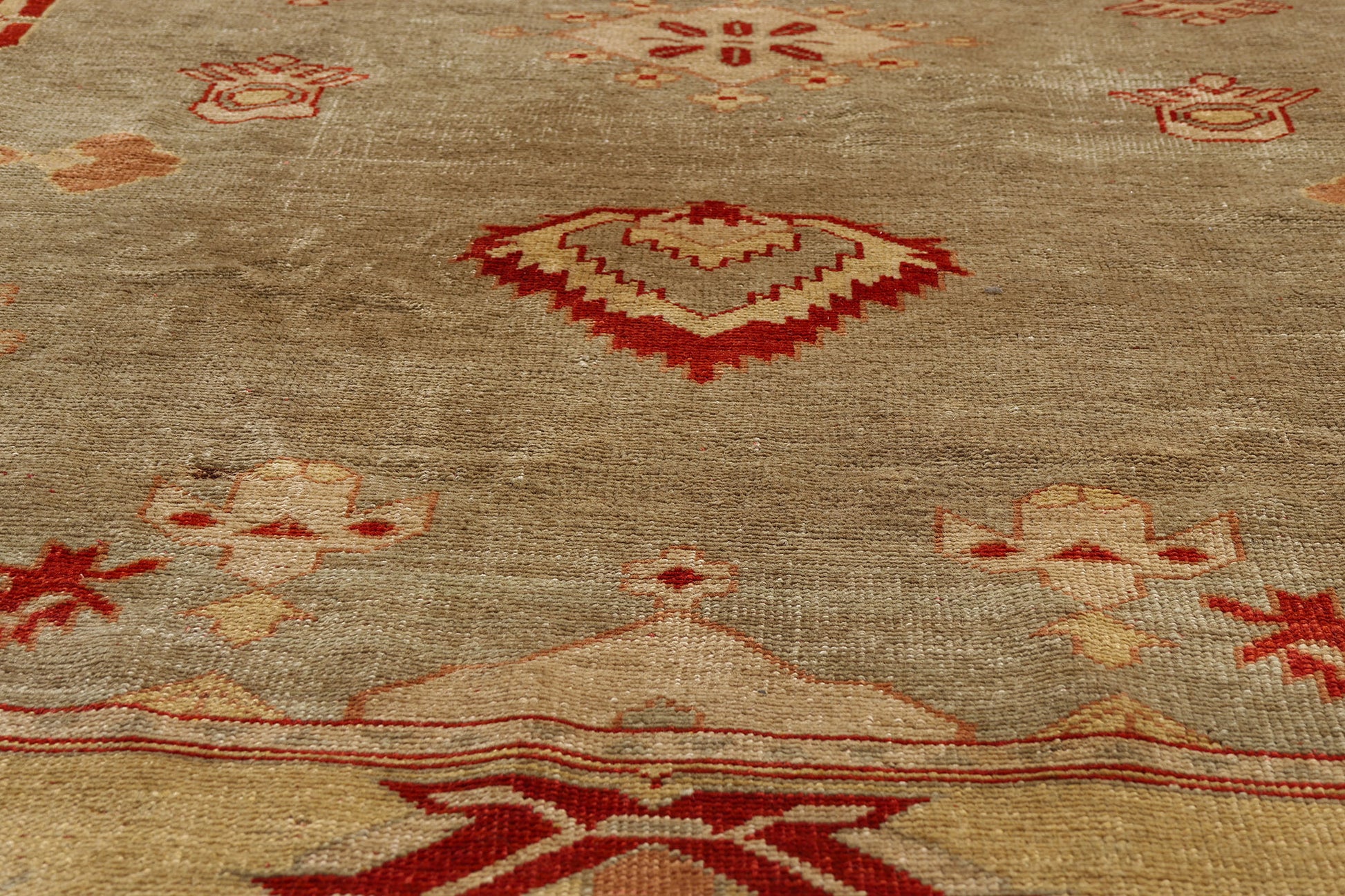 8 x 9 Earth-Tone Vintage Turkish Oushak Rug 79309