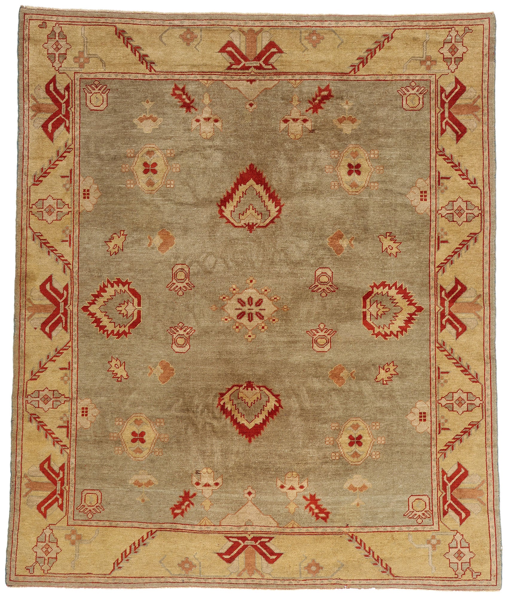 8 x 9 Earth-Tone Vintage Turkish Oushak Rug 79309