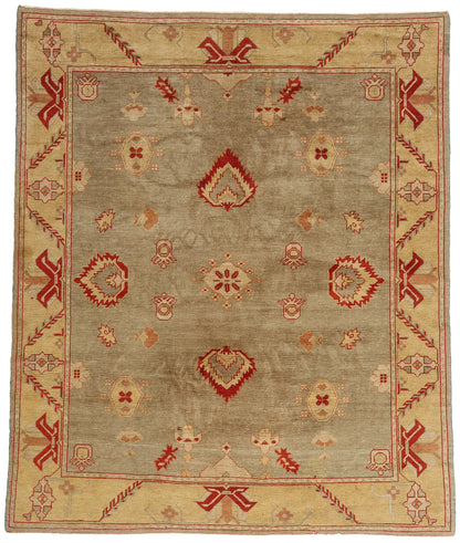 8 x 9 Earth-Tone Vintage Turkish Oushak Rug 79309