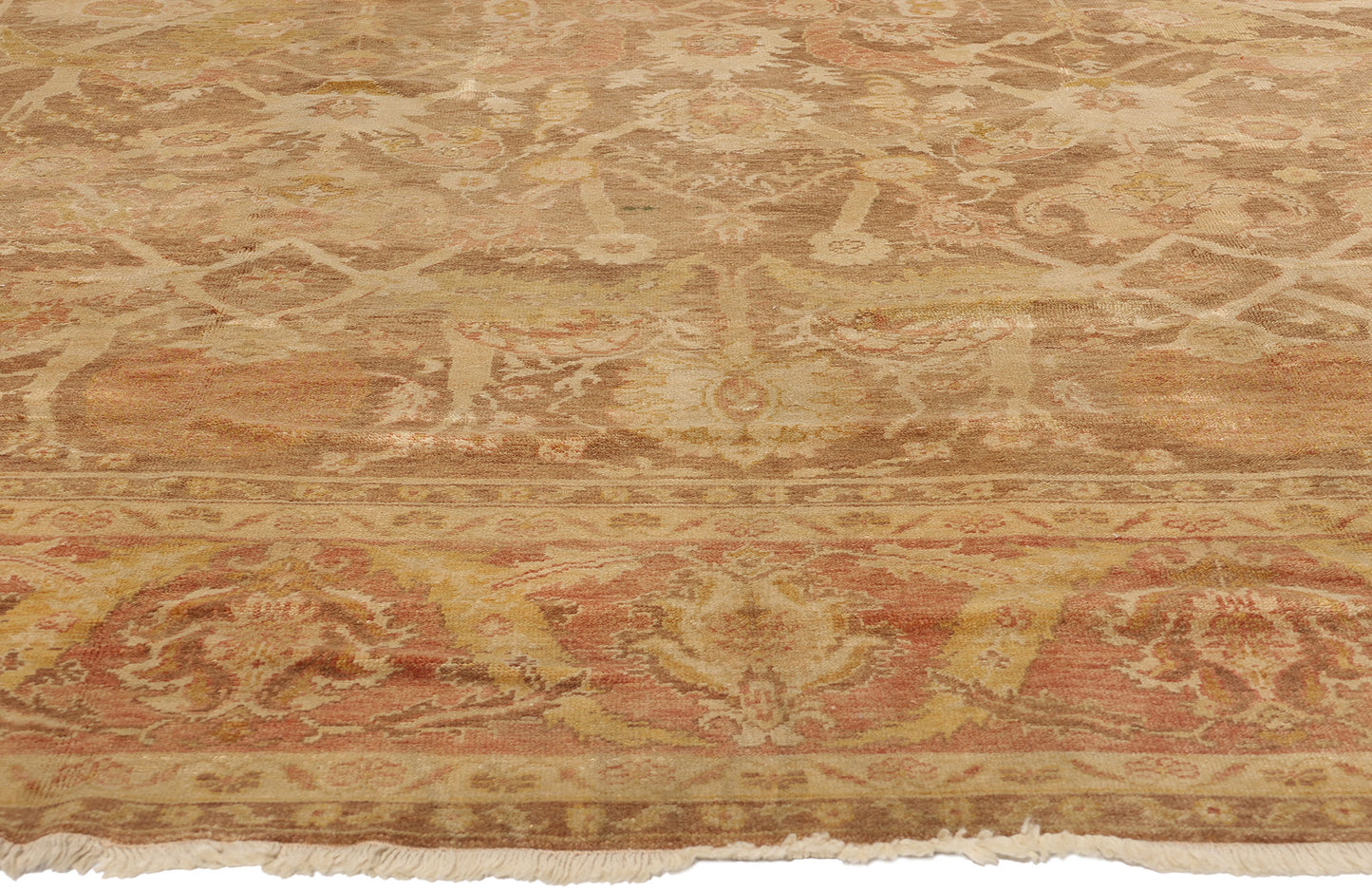 9 x 12 - Brown Vintage Turkish Oushak Rug - 74064