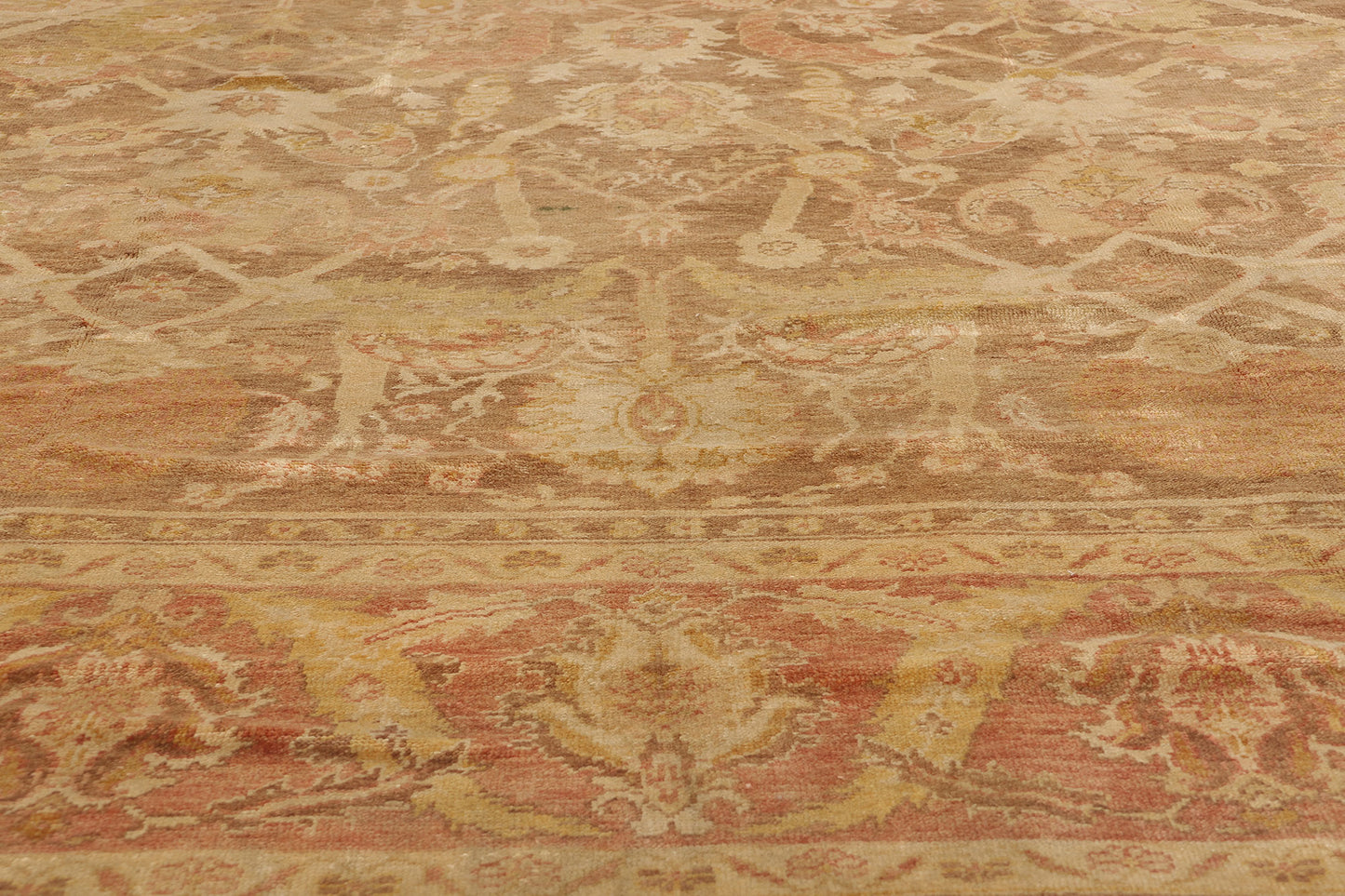 9 x 12 - Brown Vintage Turkish Oushak Rug - 74064