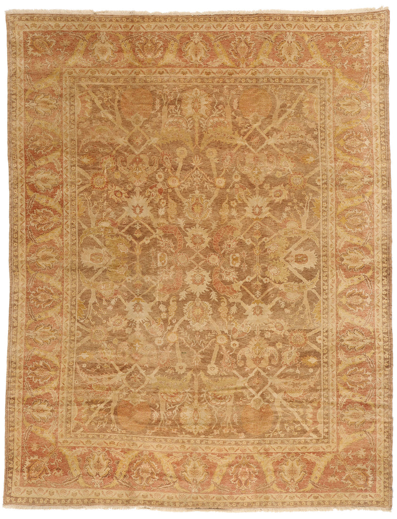 9 x 12 - Brown Vintage Turkish Oushak Rug - 74064